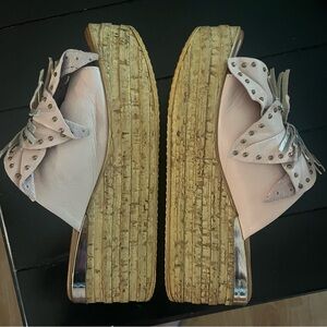 Women’s Spring Step Pink Fringe Slide Wedge Size 8/39